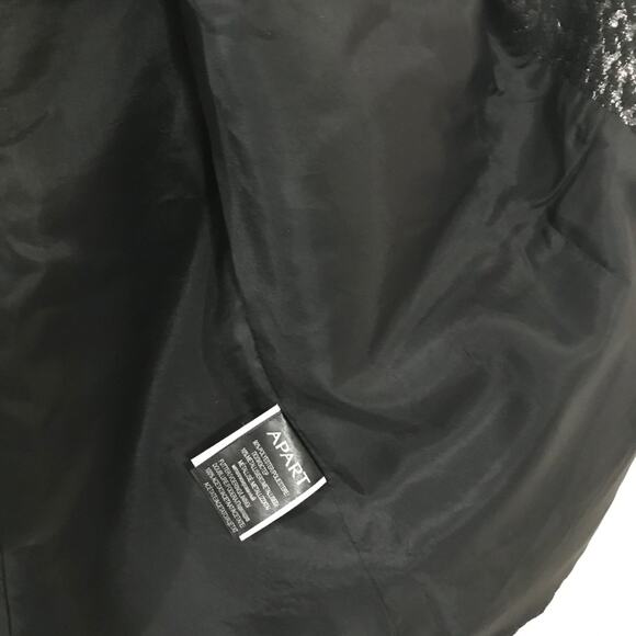 Apart Black & Sparkly Silver Tweed Fringe Zip Front Chain Detail Jacket - 12 NWT - Picture 11 of 16